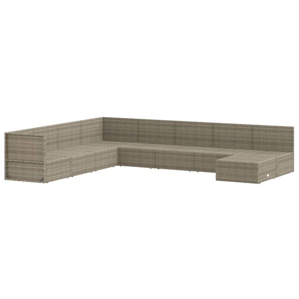 vidaXL 9 Piece Garden Lounge Set with Cushions Grey Poly Rattan
