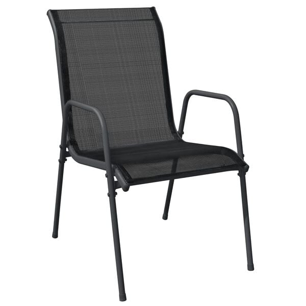 vidaXL 5 Piece Garden Dining Set Black Steel and Textilene