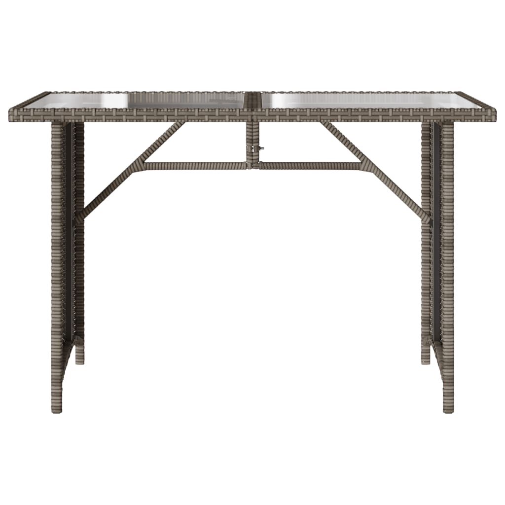 vidaXL Garden Table with Glass Top Grey 110x68x70 cm Poly Rattan
