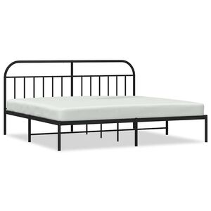 vidaXL Metal Bed Frame without Mattress with Headboard Black 193x203cm