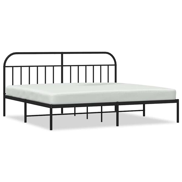 vidaXL Metal Bed Frame without Mattress with Headboard Black 193x203cm