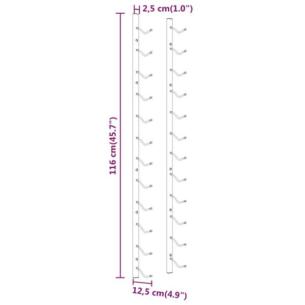 vidaXL Wall Mounted Wine Rack for 12 Bottles Gold Iron