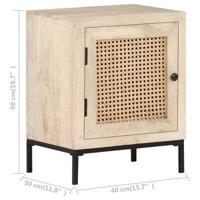 vidaXL Bedside Cabinet 40x30x50 cm Solid Mango Wood and Natural Cane