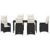 vidaXL Garden Dining Set with Cushion 7 pcs Black Poly Rattan
