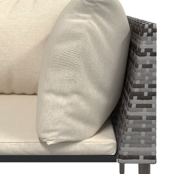 vidaXL 9 Piece Garden Lounge Set with Cushions Grey Poly Rattan