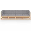 vidaXL 4-Seater Garden Sofa with Cushions Solid Pinewood