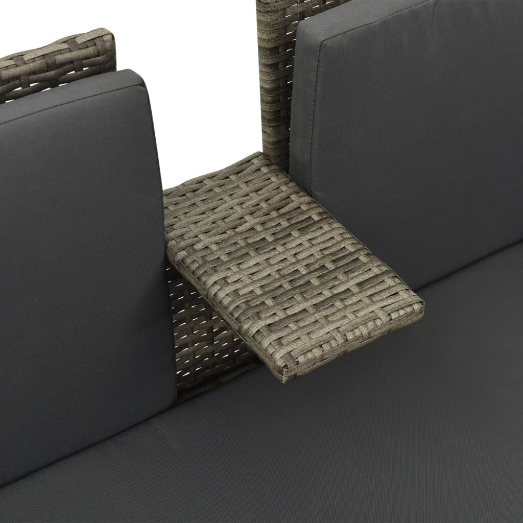 vidaXL 3 Piece Garden Lounge Set with Cushions Poly Rattan Grey
