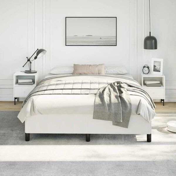 vidaXL Bed Frame without Mattress White 152x203 cm Queen Faux Leather