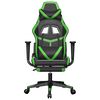 vidaXL Gaming Chair with Footrest Black and Green Faux Leather