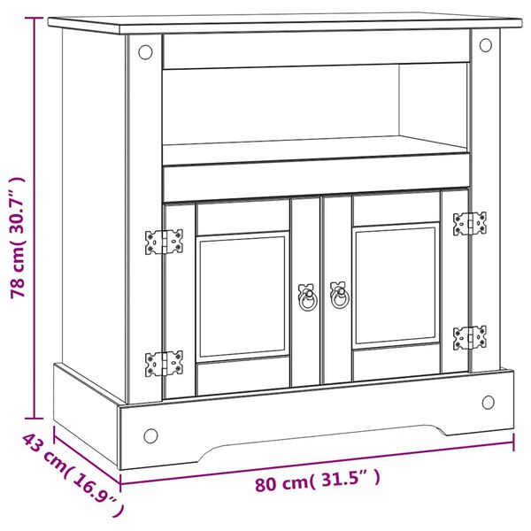 vidaXL TV Cabinet Mexican Pine Corona Range 80x43x78 cm