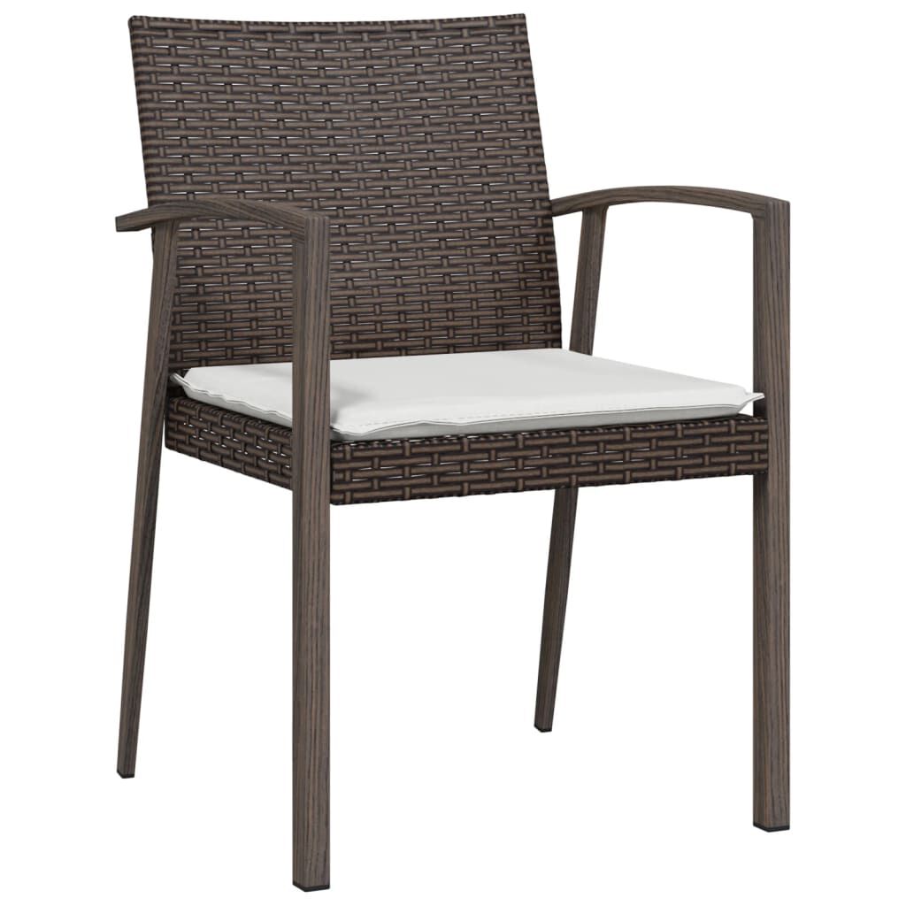 vidaXL 3 Piece Garden Dining Set with Cushions Poly Rattan and Steel