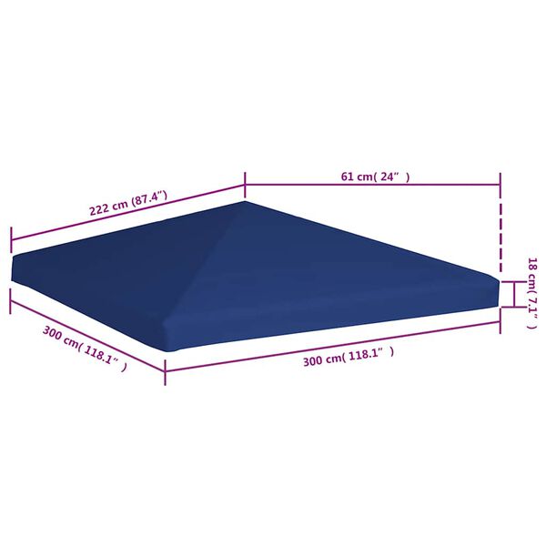 vidaXL Gazebo Cover Canopy Replacement 310 g / m² Dark Blue 3 x 3 m