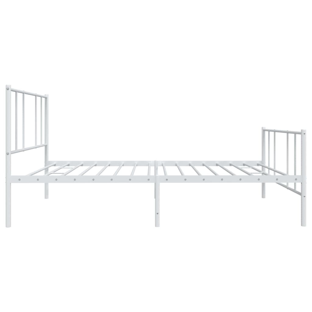 vidaXL Metal Bed Frame without Mattress with Footboard White 100x200cm