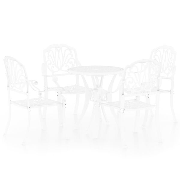 vidaXL 5 Piece Bistro Set Cast Aluminium White
