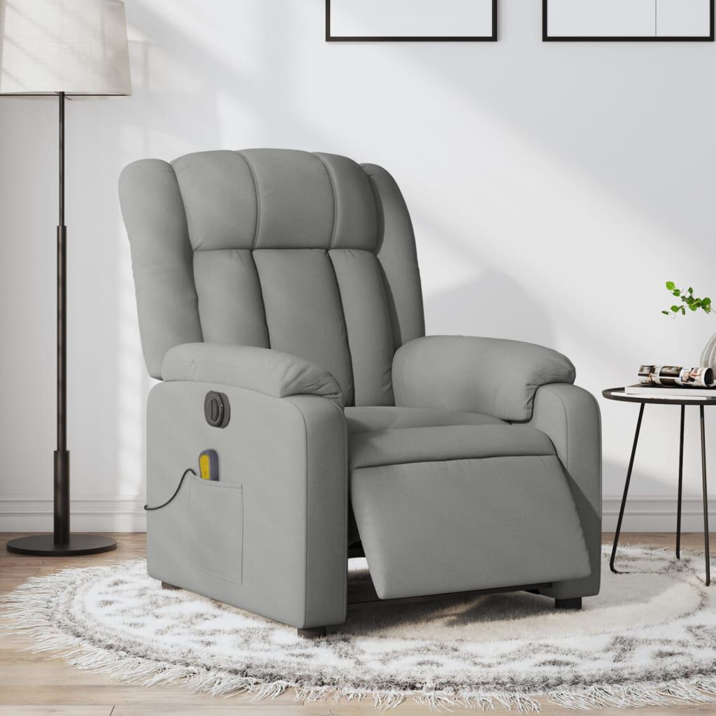 vidaXL Electric Massage Recliner Chair Light Grey Fabric