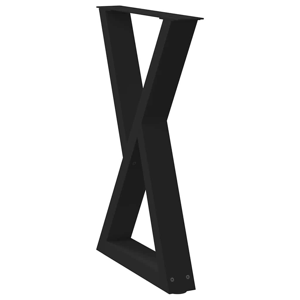 vidaXL Dining Table Legs 2 pcs Black 60x(72-73.3) cm Steel