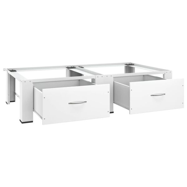 vidaXL Double Washing and Drying Machine Pedestal with Drawers White