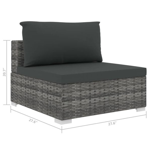 vidaXL 8 Piece Garden Lounge Set with Cushions Poly Rattan Grey