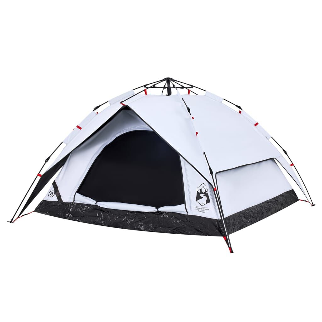 vidaXL Camping Tent Dome 4-Person White Blackout Fabric Quick Release