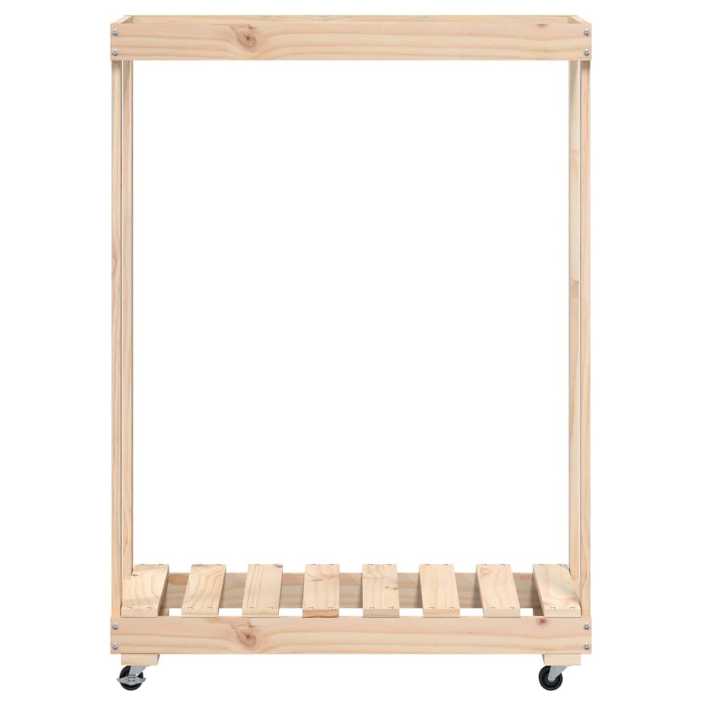 vidaXL Log Holder with Wheels 76.5x40x108 cm Solid Wood Pine