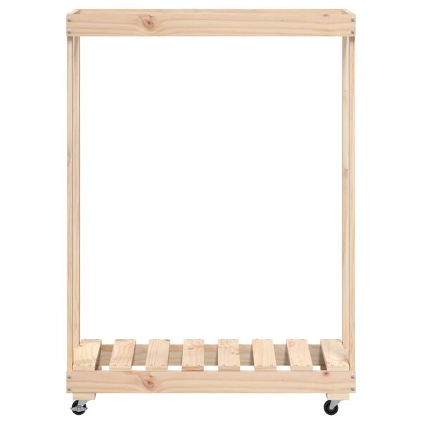 vidaXL Log Holder with Wheels 76.5x40x108 cm Solid Wood Pine