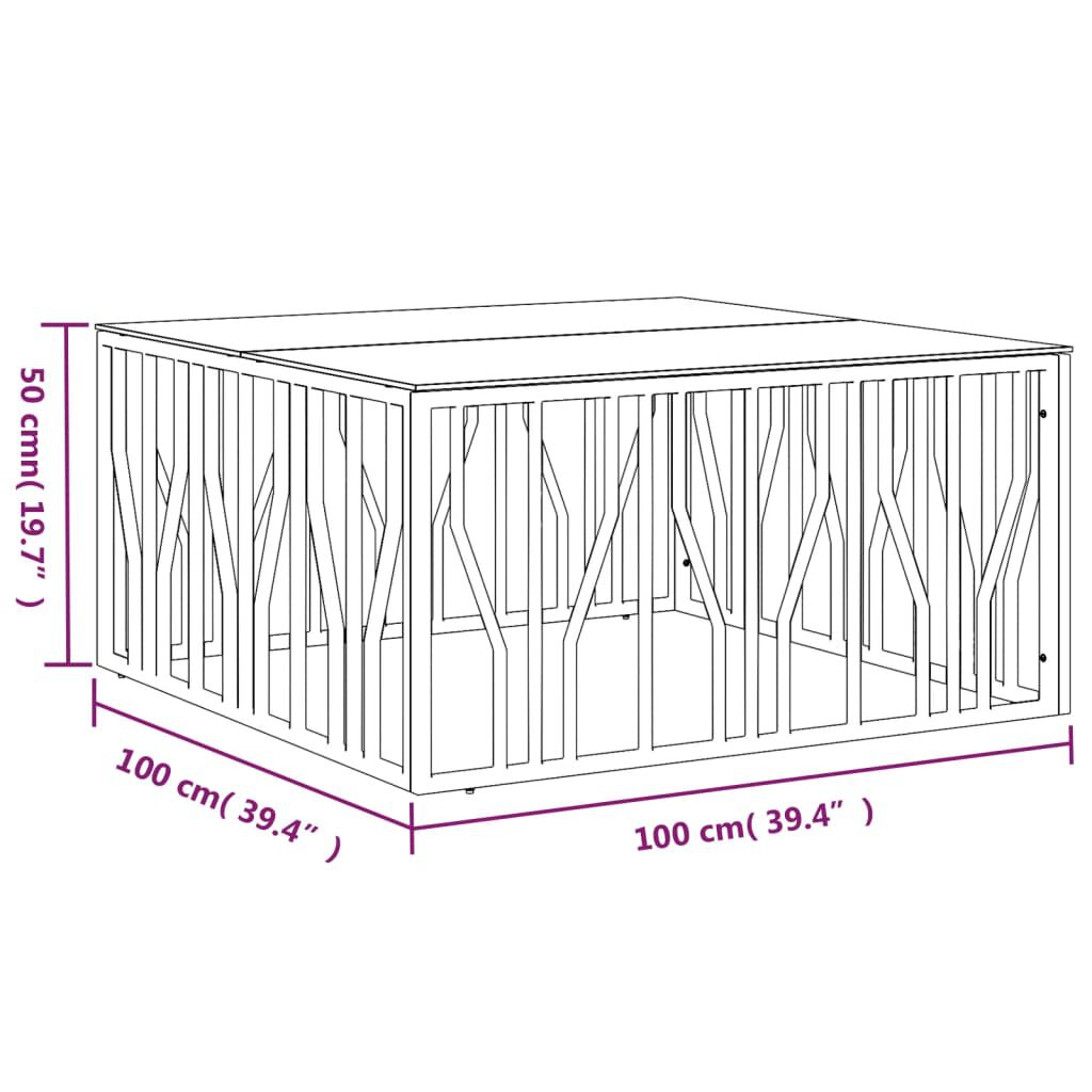 vidaXL Coffee Table 100x100x50 cm Stainless Steel and Glass