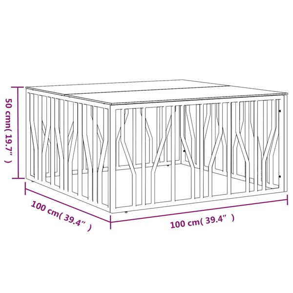 vidaXL Coffee Table 100x100x50 cm Stainless Steel and Glass