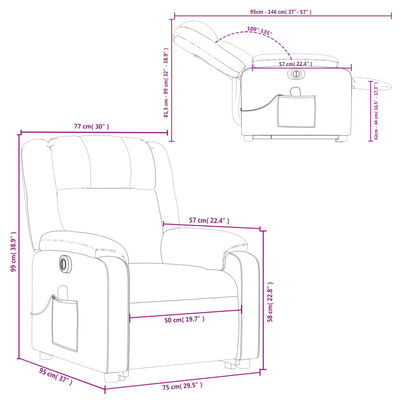 vidaXL Electric Stand up Massage Recliner Chair Cream Faux Leather