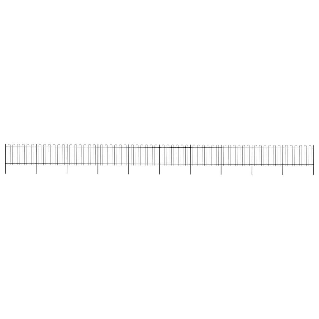 vidaXL Garden Fence with Hoop Top Steel 17x1.2 m Black