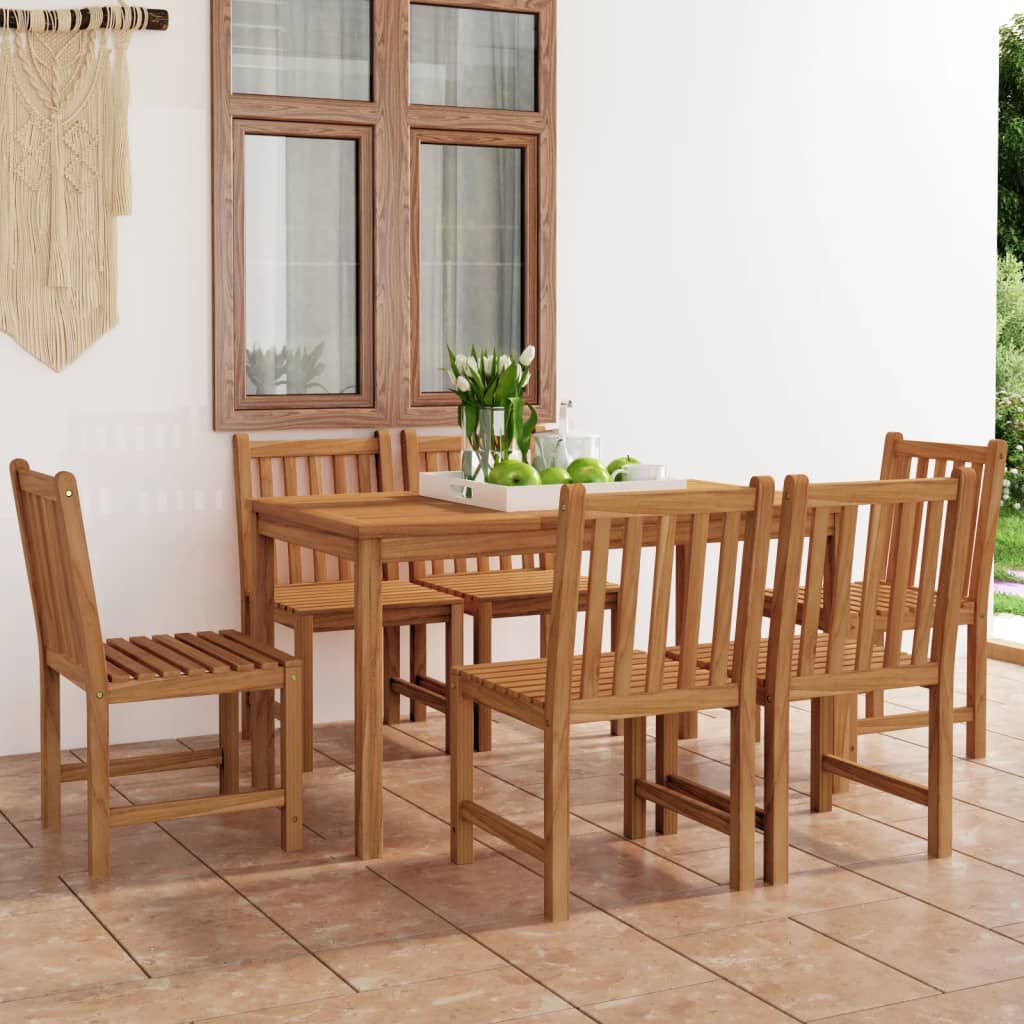 vidaXL 7 Piece Garden Dining Set Solid Teak Wood