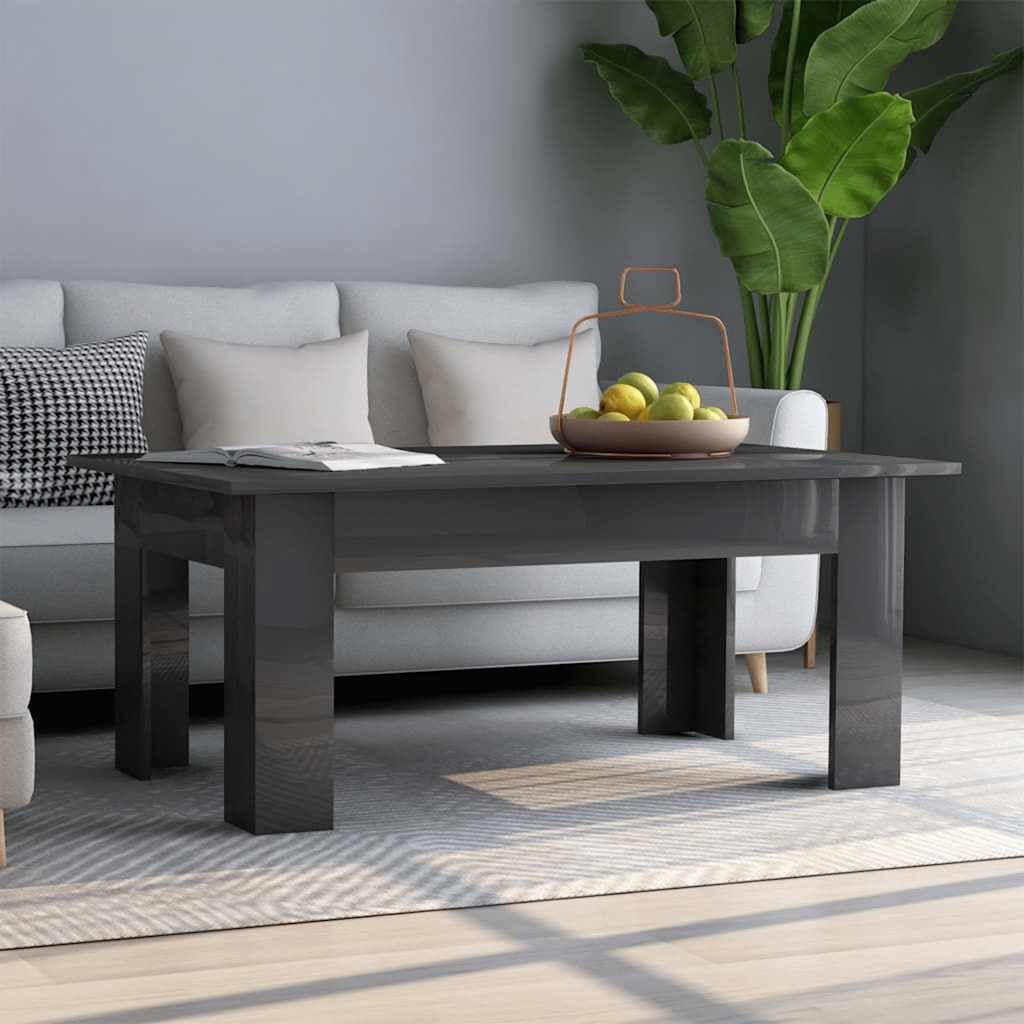 vidaXL Coffee Table High Gloss Grey 100x60x42 cm Engineered Wood