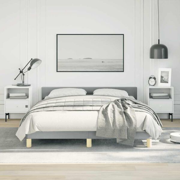 vidaXL Bed Frame without Mattress Light Grey Queen Fabric