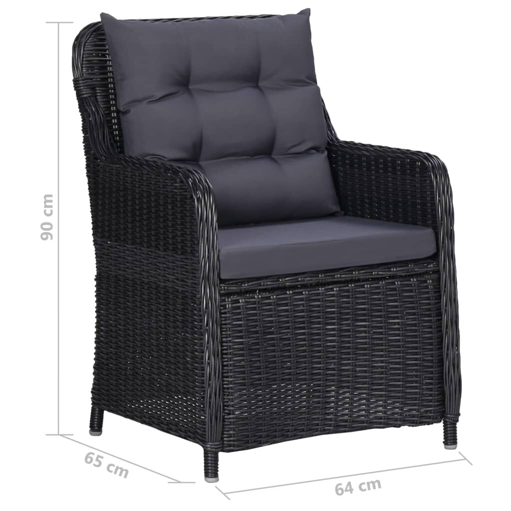 vidaXL 7 Piece Garden Dining Set Poly Rattan Black