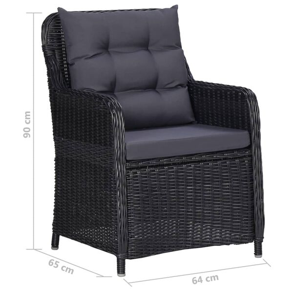 vidaXL 7 Piece Garden Dining Set Poly Rattan Black