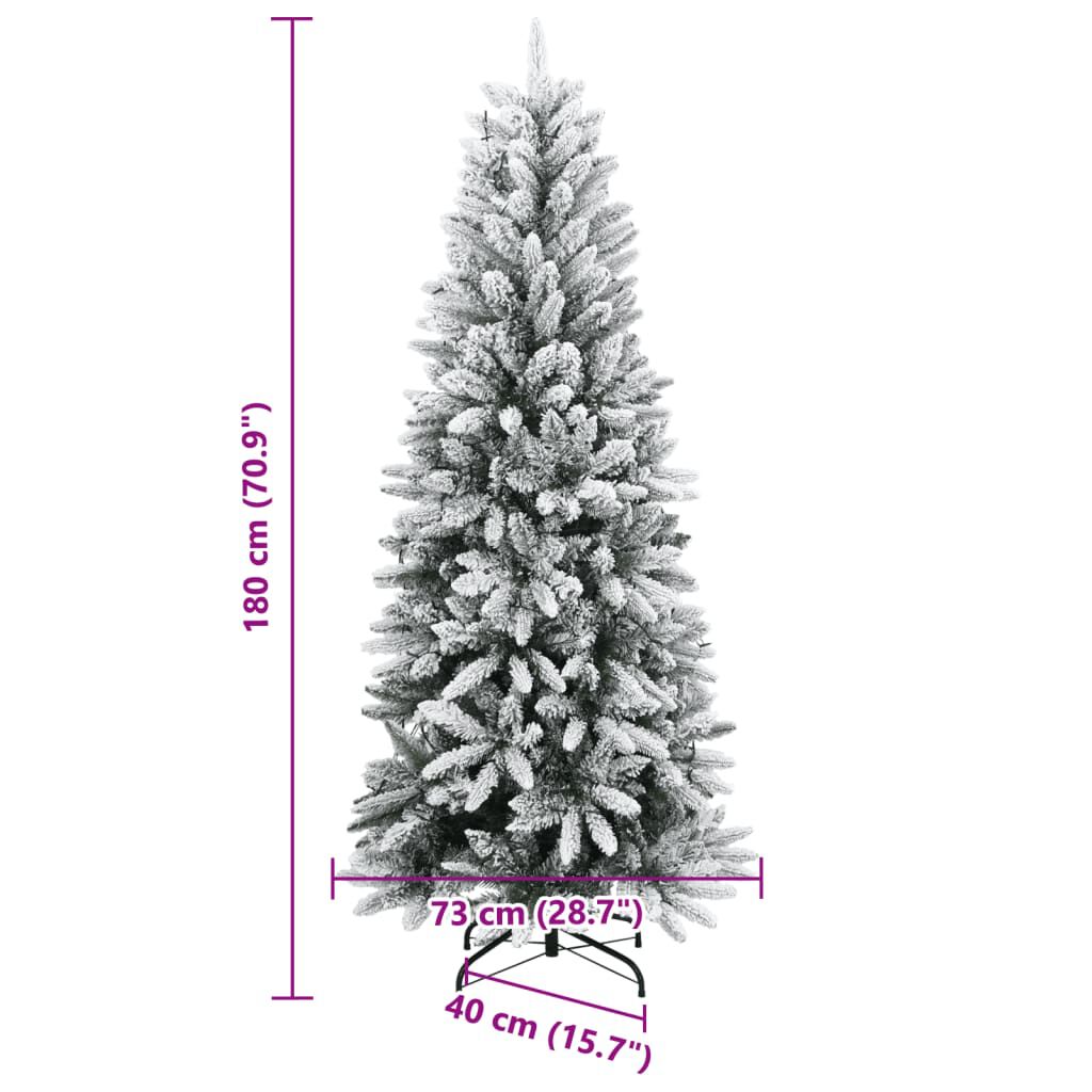 vidaXL Artificial Christmas Tree 300 LEDs and Flocked Snow 180 cm