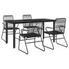 vidaXL 5 Piece Garden Dining Set Black PVC Rattan