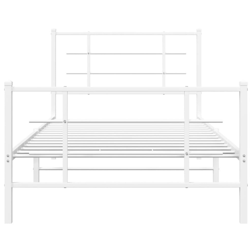 vidaXL Metal Bed Frame without Mattress with Footboard White 100x200cm
