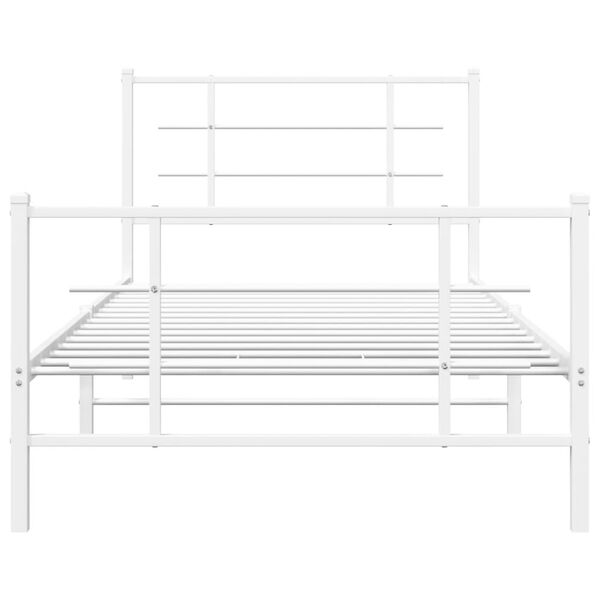 vidaXL Metal Bed Frame without Mattress with Footboard White 100x200cm