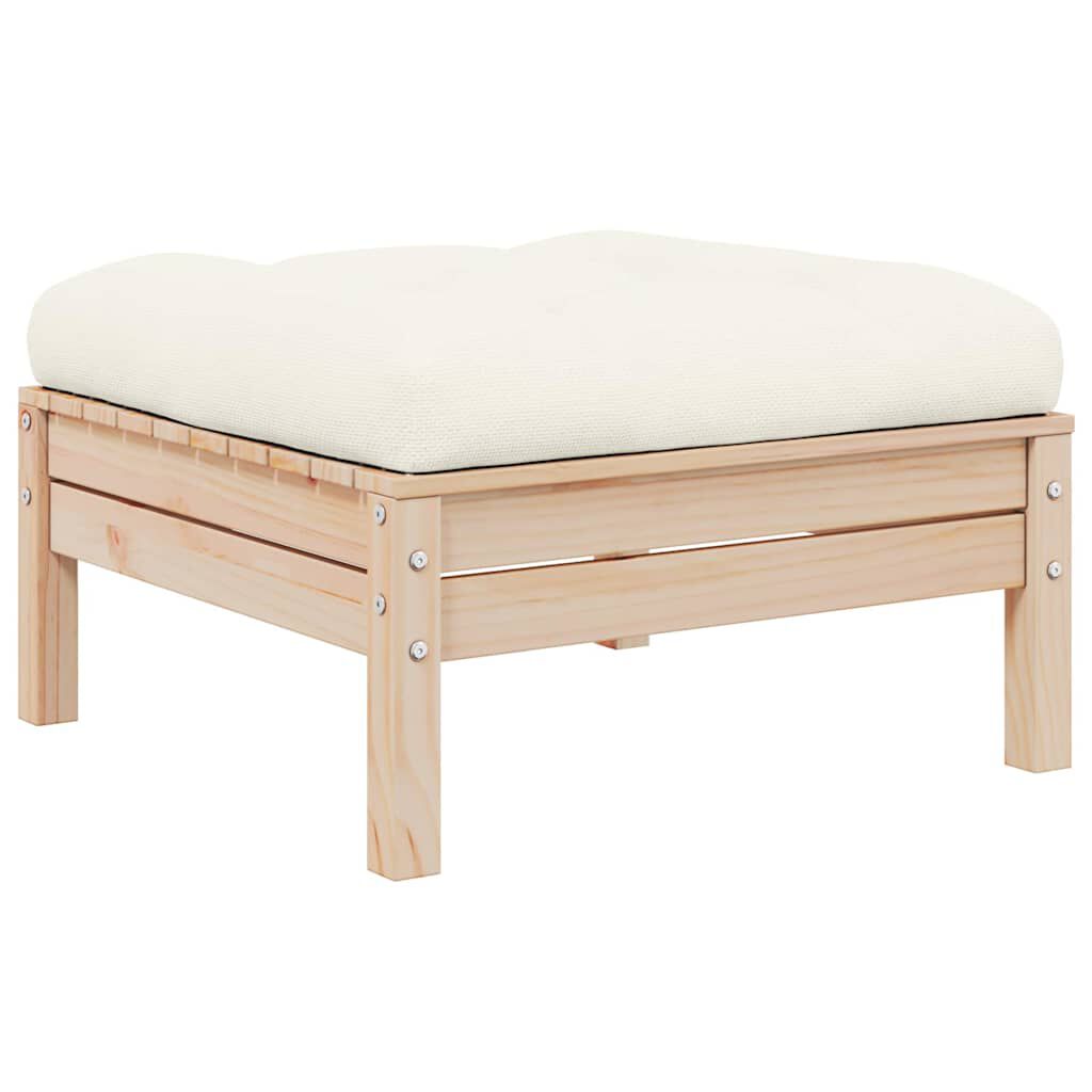 vidaXL 2-Seater Garden Sofa with Cream Cushions Solid Pinewood