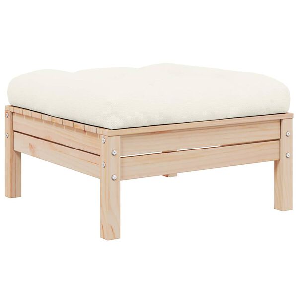 vidaXL 2-Seater Garden Sofa with Cream Cushions Solid Pinewood
