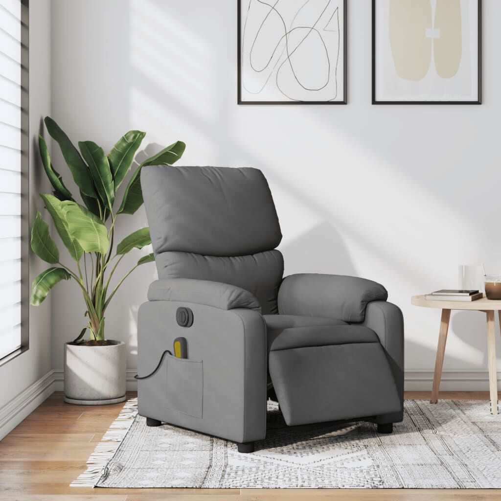 vidaXL Electric Massage Recliner Chair Dark Grey Fabric