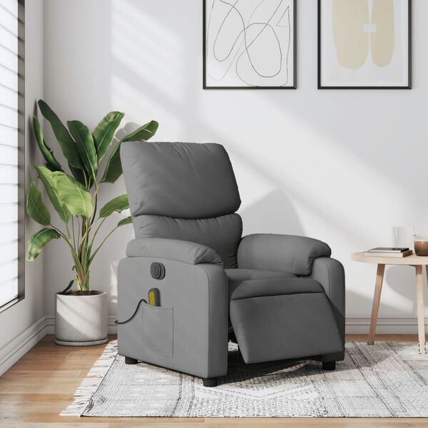 vidaXL Electric Massage Recliner Chair Dark Grey Fabric