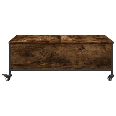 vidaXL Coffee Table with Wheels Smoked Oak 91x55x34 cm Engineered Wood