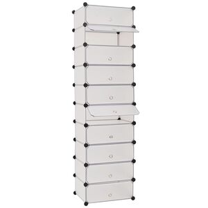 vidaXL Interlocking Shoe Organiser with 10 Compartments White