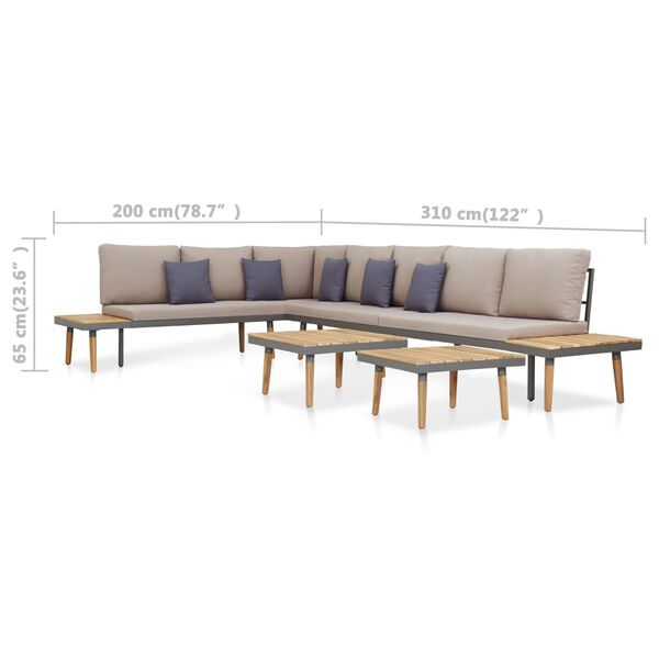 vidaXL 7-Seater Garden Lounge Set with Cushions Solid Acacia Wood Brown
