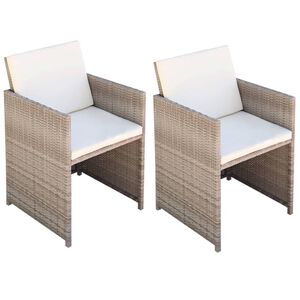 vidaXL Garden Chairs 2 pcs with Cushions and Pillows Poly Rattan Beige