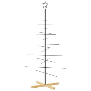 vidaXL Metal Christmas Tree with Wooden Base Black 150 cm