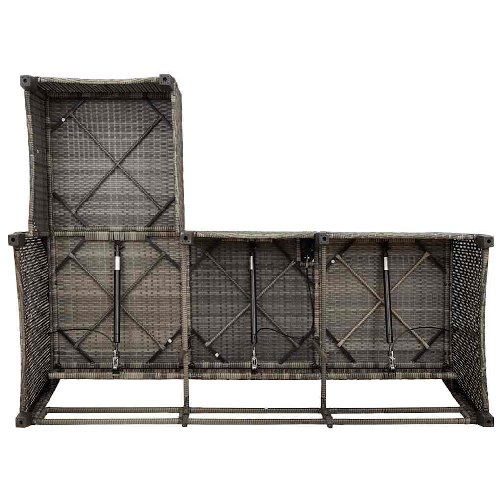 vidaXL 3 Piece Garden Sofa Set with Cushions L-shaped Grey Poly Rattan