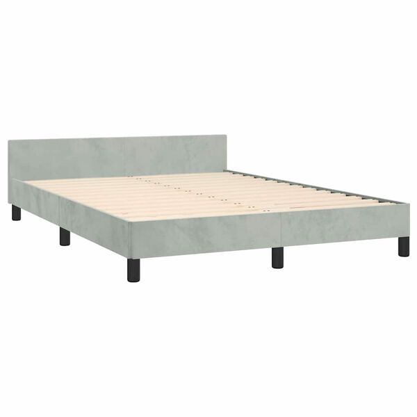 vidaXL Bed Frame without Mattress Light Grey Queen Velvet