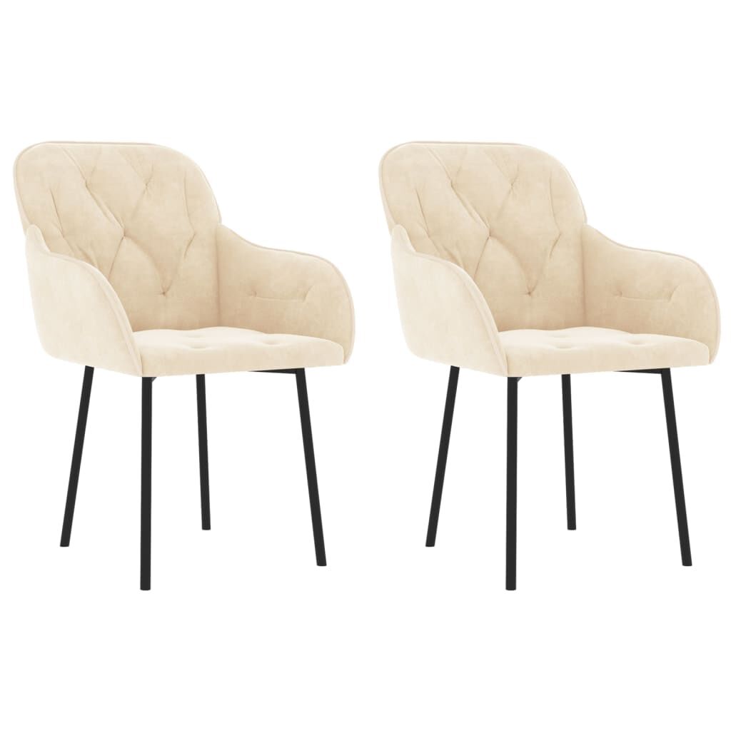 vidaXL Dining Chairs 2 pcs Cream Velvet